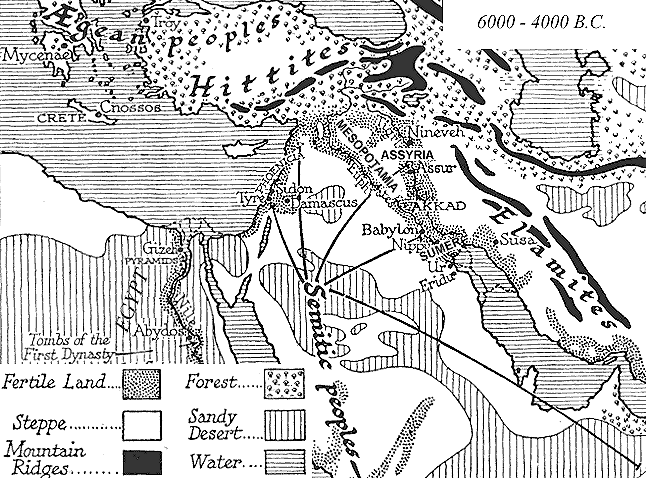Map of the Cradle of Civilization; showing Mesopotamia, Sumer and the Elamites