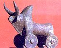 Bronze sculpture of a hunch-backed bull